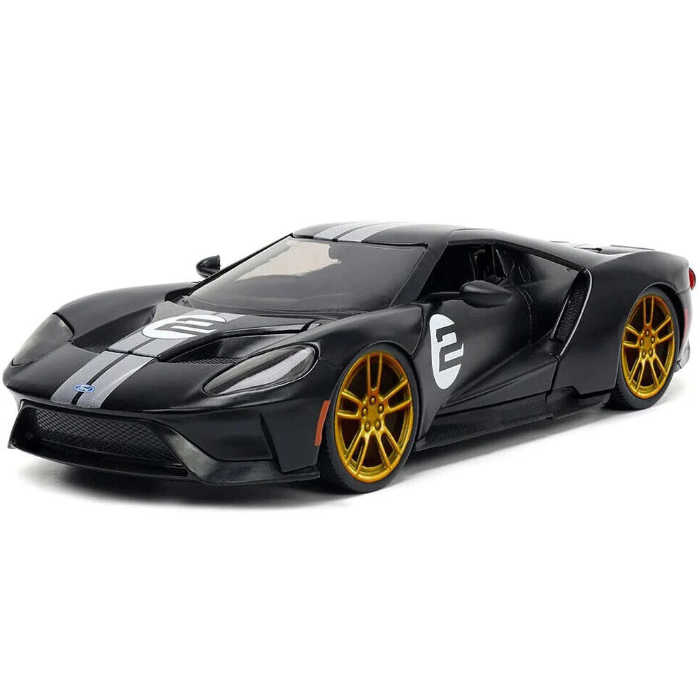 Bigtime Muscle 2017 Ford GT 1:24 Scale Diecast Model Matte Black Silver Stripes by Jada 33882