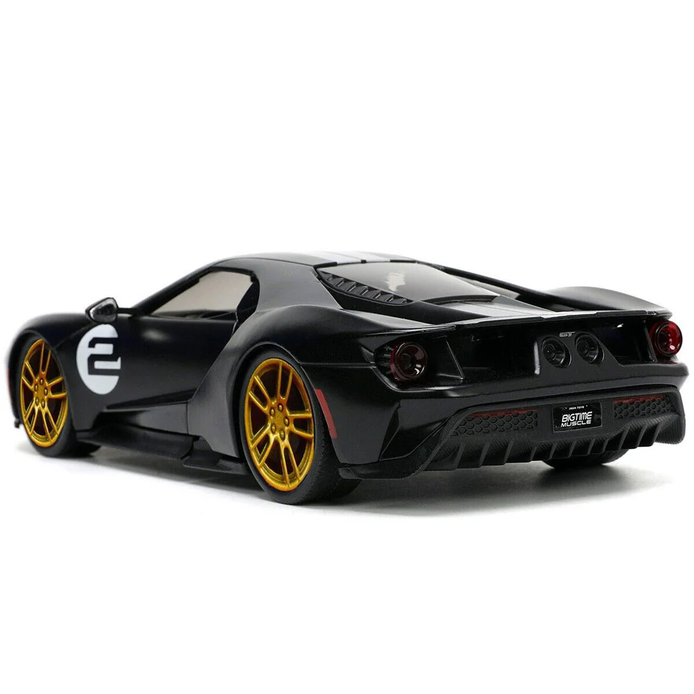 Bigtime Muscle 2017 Ford GT 1:24 Scale Diecast Model Matte Black Silver Stripes by Jada 33882 - Image 2