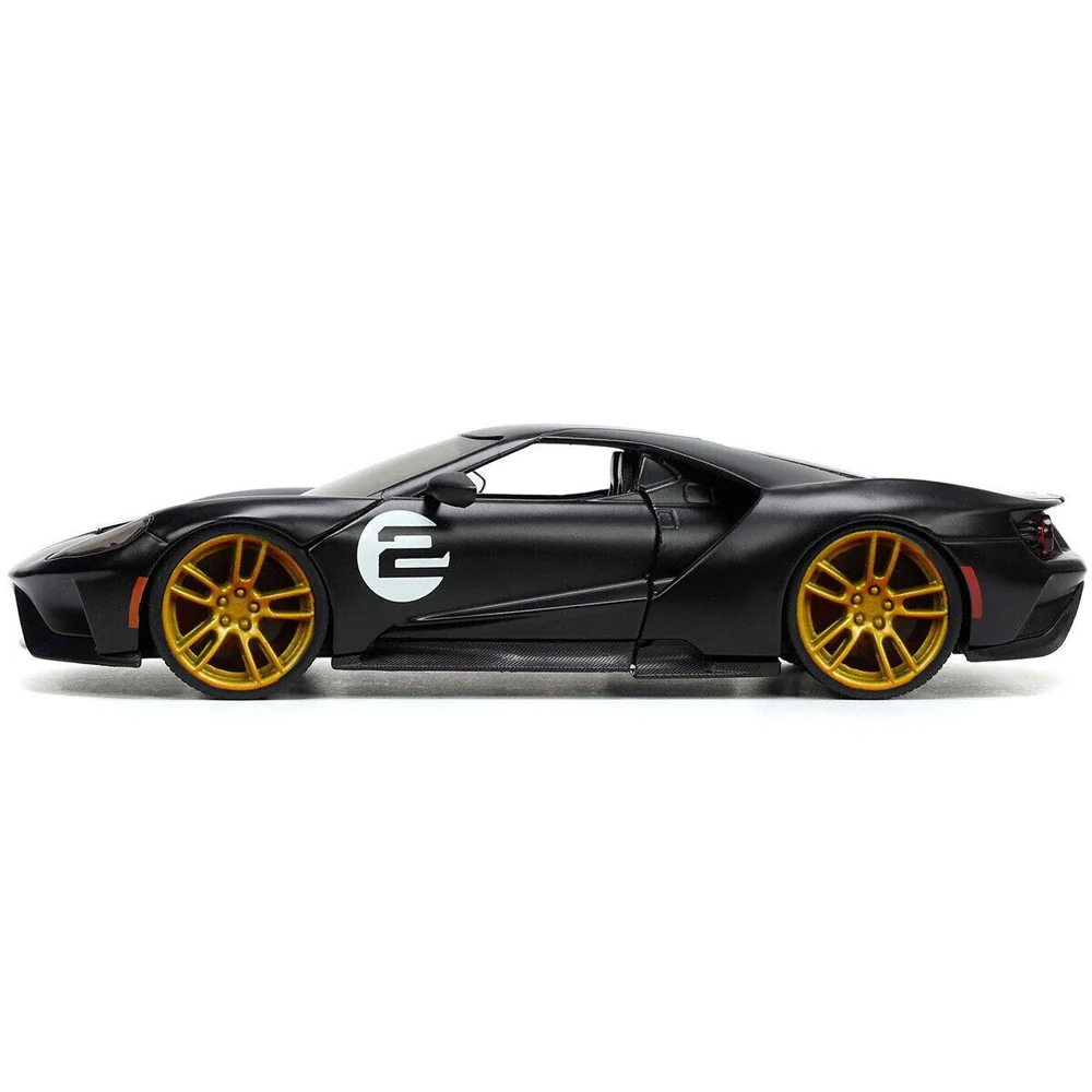 Bigtime Muscle 2017 Ford GT 1:24 Scale Diecast Model Matte Black Silver Stripes by Jada 33882 - Image 3