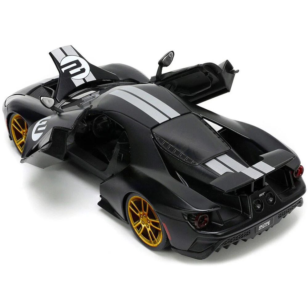 Bigtime Muscle 2017 Ford GT 1:24 Scale Diecast Model Matte Black Silver Stripes by Jada 33882 - Image 4