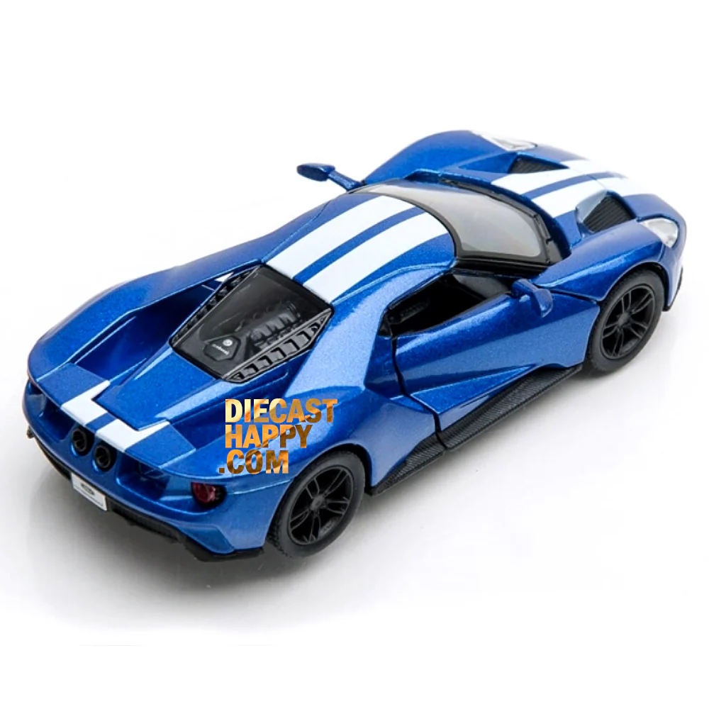 2017 Ford GT with Stripes 1:38 Scale Diecast Model Blue by Kinsmart - Image 2