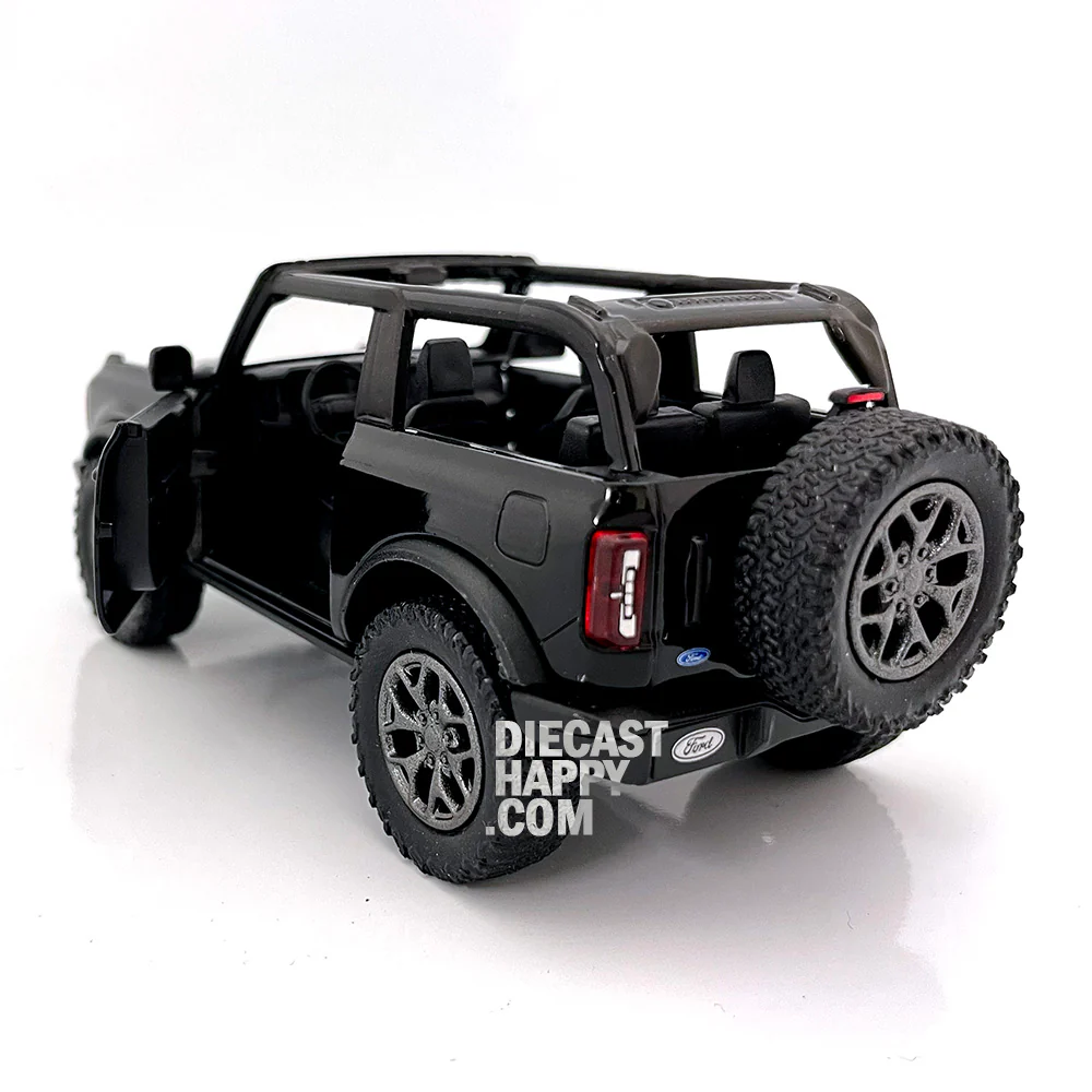 2022 Ford Bronco Open Top 1:34 Scale Diecast Model Black by Kinsmart - Image 2