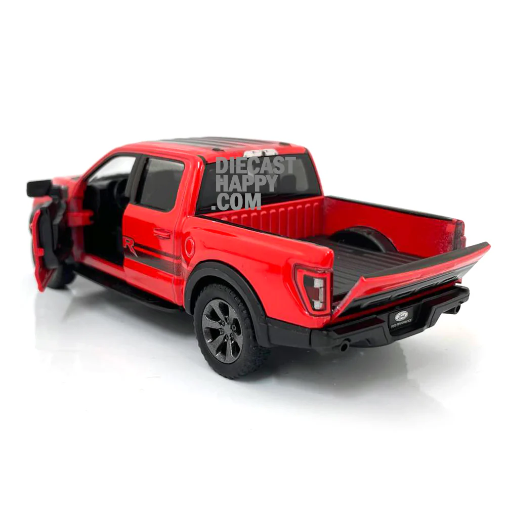 2022 Ford F-150 Raptor w/ Livery 1:46 Scale Diecast Model Red by Kinsmart - Image 2