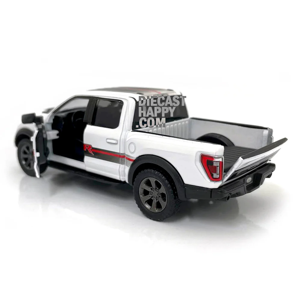 2022 Ford F-150 Raptor w/ Livery 1:46 Scale Diecast Model White by Kinsmart - Image 2