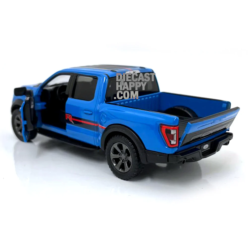 2022 Ford F-150 Raptor w/ Livery 1:46 Scale Diecast Model Blue by Kinsmart - Image 2