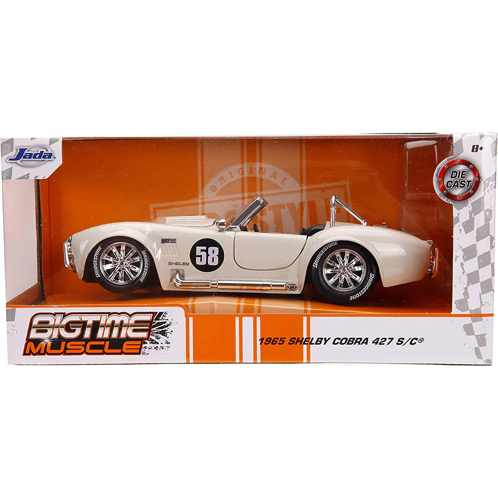 Bigtime Muscle 1965 Shelby Cobra 427 S/C 1:24 Scale Diecast Model Cream by Jada - Image 3