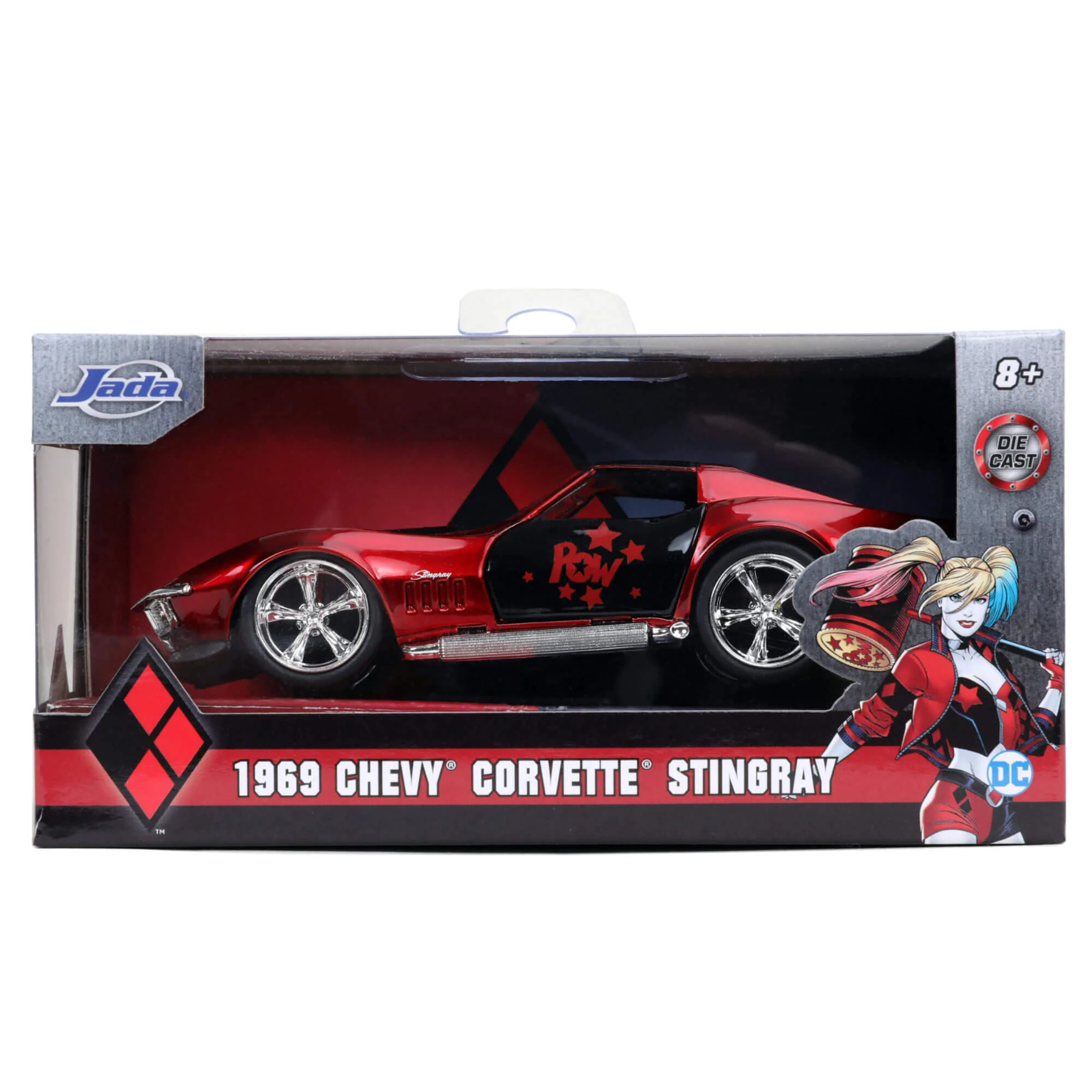 DC Comics Harley Quinn's 1969 Chevy Corvette Stingray 1:32 Scale Diecast Model Red by Jada 32095 - Image 10