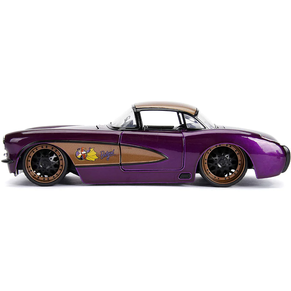 DC Comics Bombshells Batgirl's 1957 Chevy Corvette 1:24 Scale Diecast Model Purple By Jada 30457 - Image 3