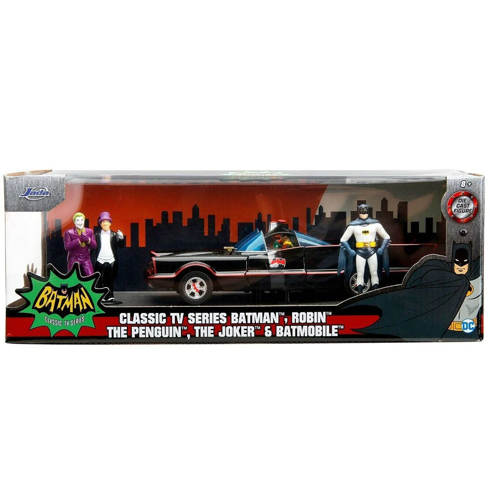 DC Comics Classic 1966 Batmobile with Batman, Penguin & Joker Figures 1:24 Scale Diecast Model by Jada 33737 - Image 2