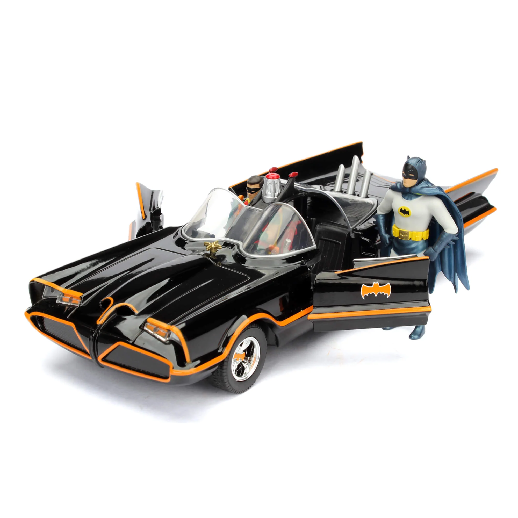 DC Comics Classic 1966 Batmobile with Batman & Robin Figure 1:24 Scale Diecast Model Black by Jada 98259 - Image 10