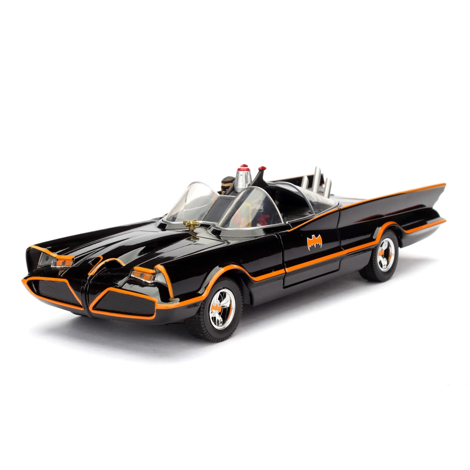 DC Comics Classic 1966 Batmobile with Batman & Robin Figure 1:24 Scale Diecast Model Black by Jada 98259 - Image 3