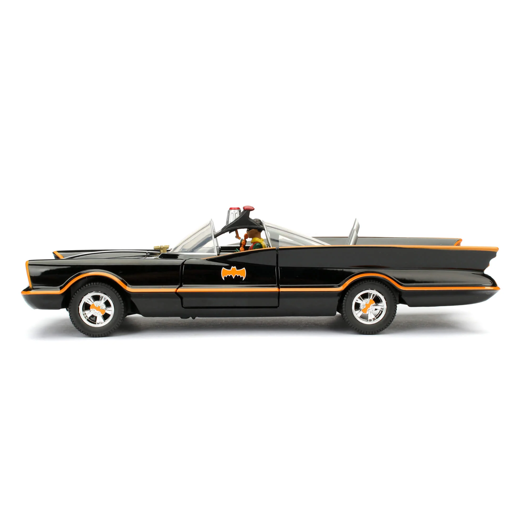 DC Comics Classic 1966 Batmobile with Batman & Robin Figure 1:24 Scale Diecast Model Black by Jada 98259 - Image 4
