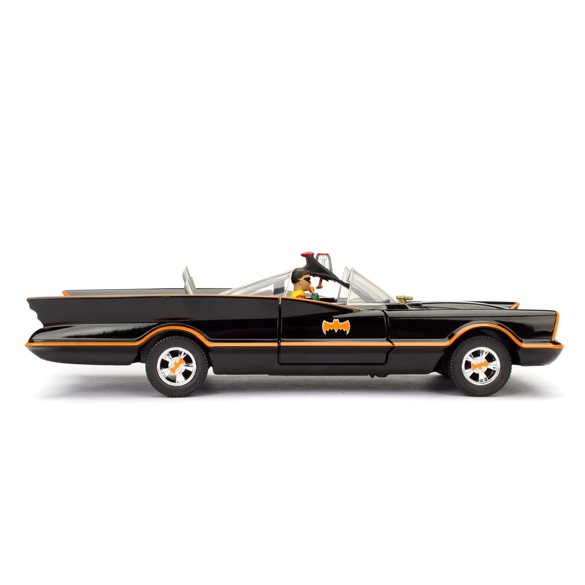 DC Comics Classic 1966 Batmobile with Batman & Robin Figure 1:24 Scale Diecast Model Black by Jada 98259 - Image 6