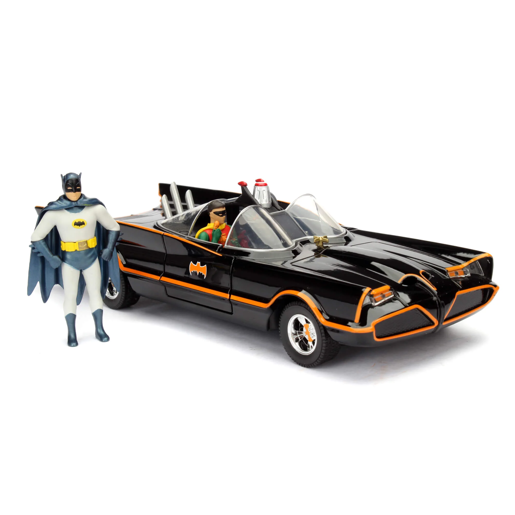 DC Comics Classic 1966 Batmobile with Batman & Robin Figure 1:24 Scale Diecast Model Black by Jada 98259 - Image 9