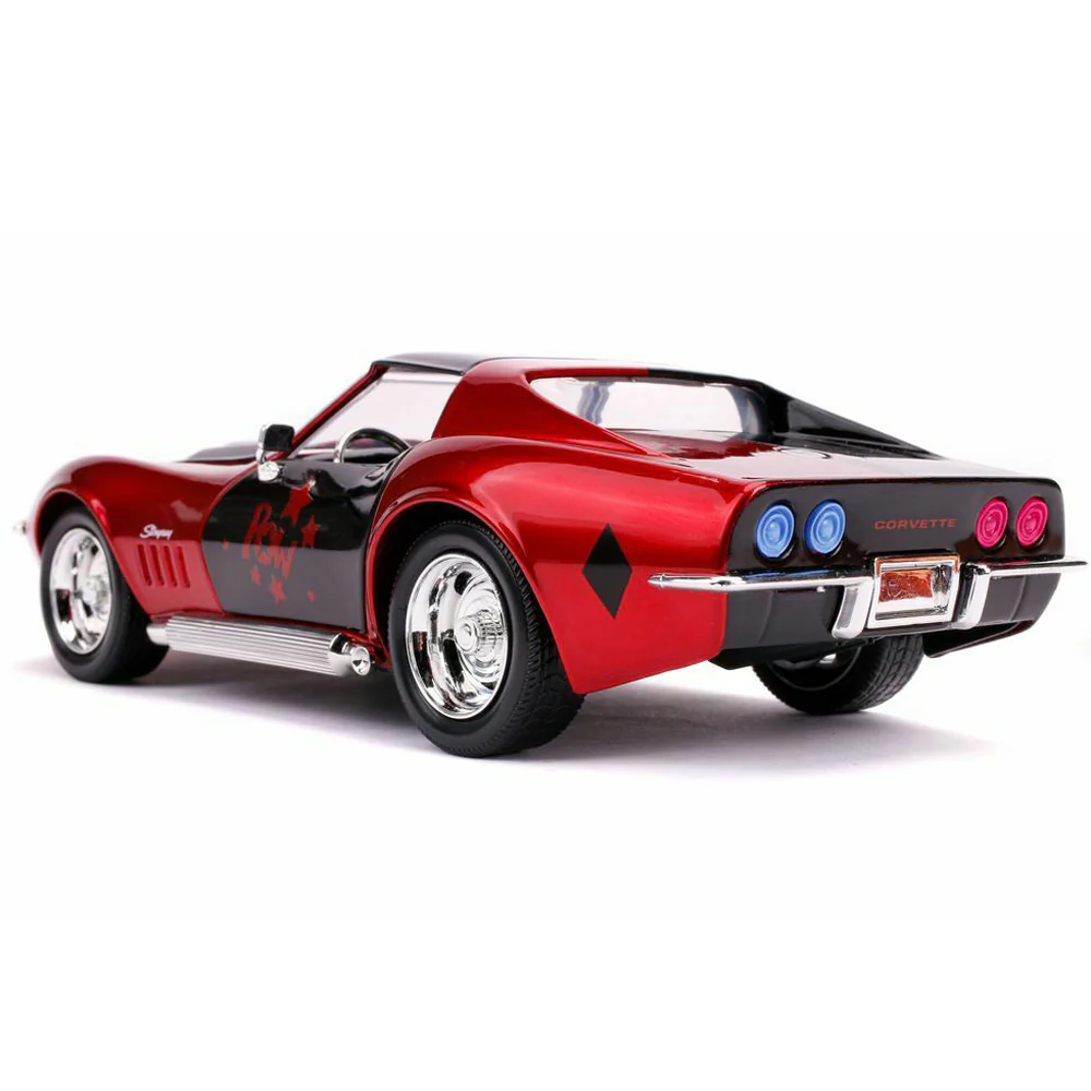 DC Comics Harley Quinn 1969 Chevy Corvette Stingray 1:24 Scale Diecast Model with Figure Red by Jada 31196 - Image 3