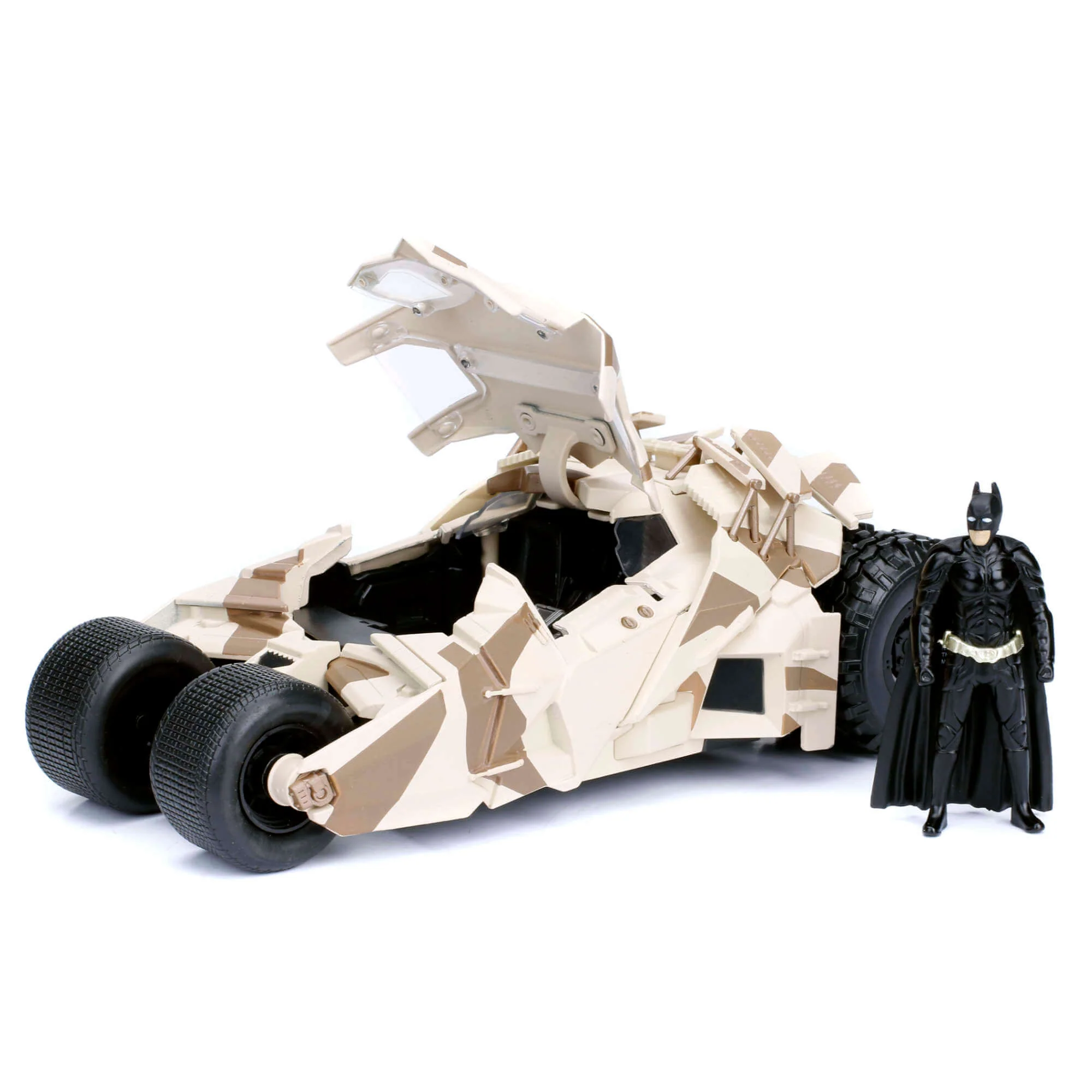 The Dark Knight Tumbler Batmobile Desert Camo with Figure 1:24 Scale Diecast Model by Jada 98543