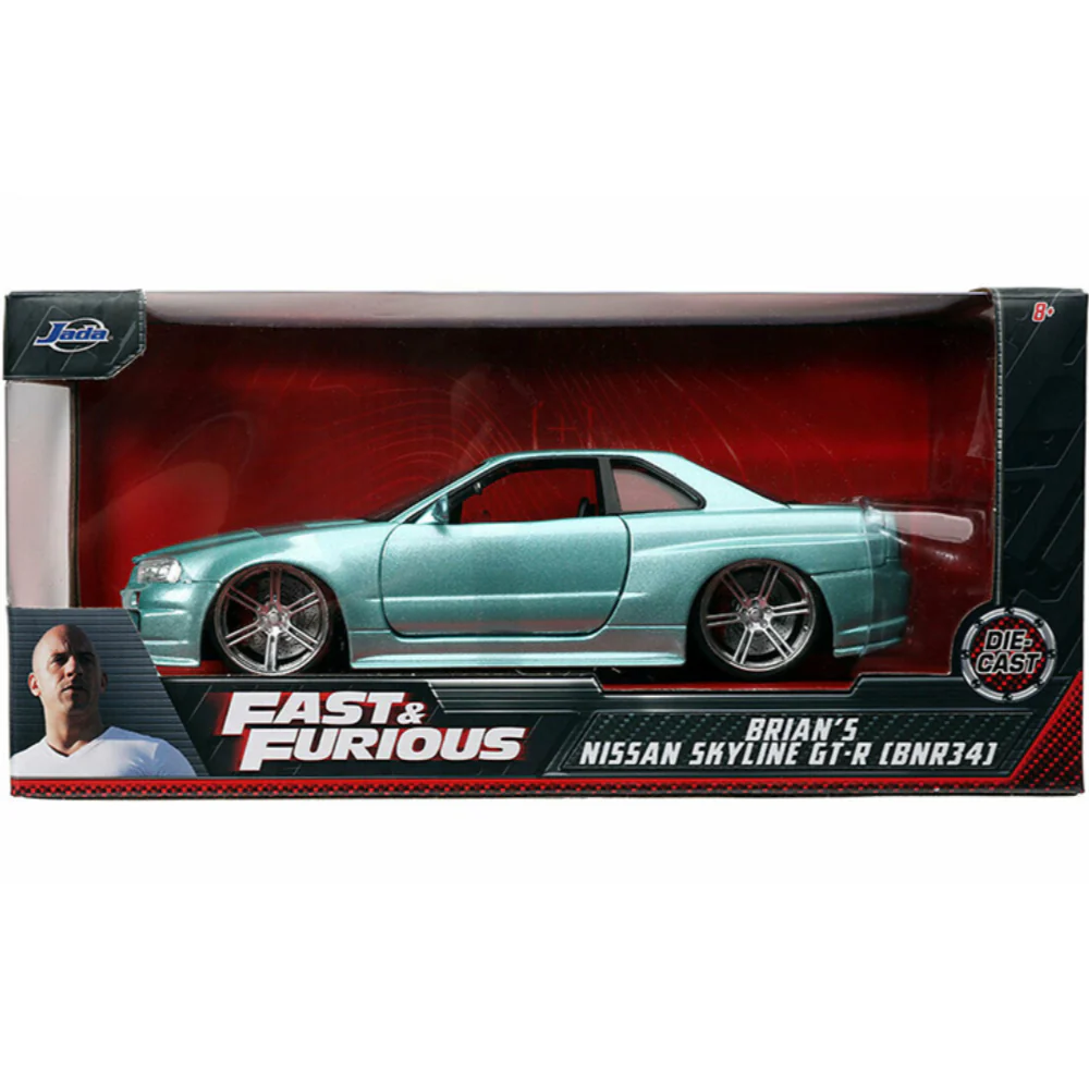 Fast & Furious Brian's 2002 Nissan Skyline GT-R R34 1:24 Scale Diecast Model by Jada 32608 - Image 6