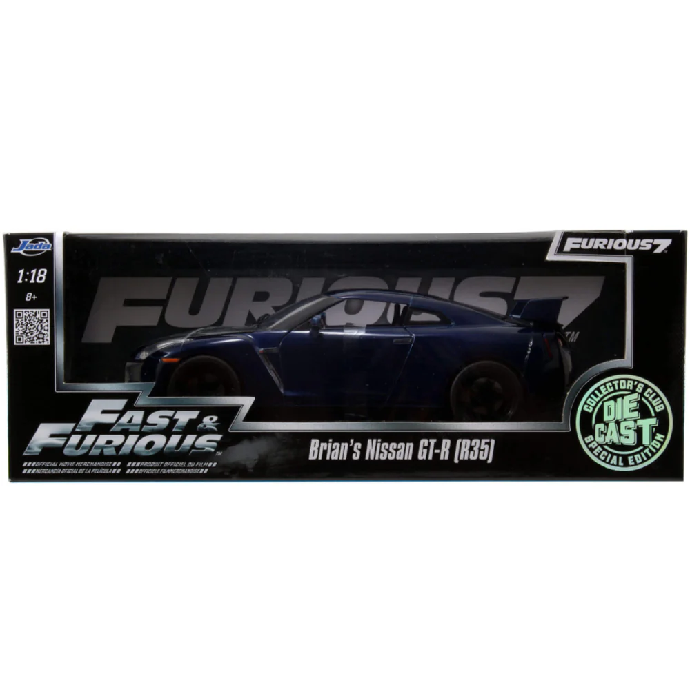 Fast & Furious Brian's 2009 Nissan GT-R R35 1:18 Scale Diecast Model Blue by Jada 97035 - Image 5