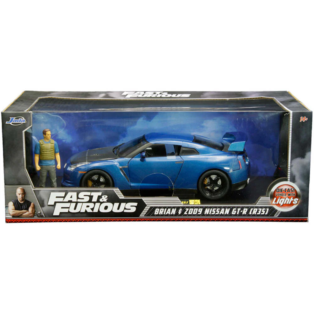 Fast & Furious Brian's 2009 Nissan GT-R R35 1:18 Scale Diecast Model With Lights and Figure by Jada 31142 - Image 10