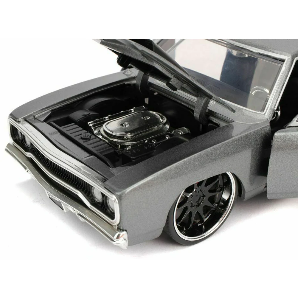 Fast & Furious Dom's 1970 Plymouth Road Runner 1:24 Scale Diecast Model Gray by Jada 30745 - Image 3