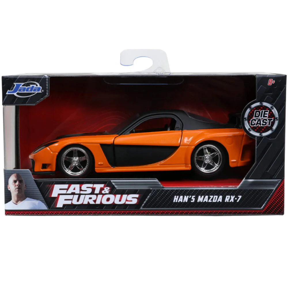 Fast & Furious Han's 1995 Mazda RX-7 1:32 Scale Diecast Model Orange by Jada 30736 - Image 6