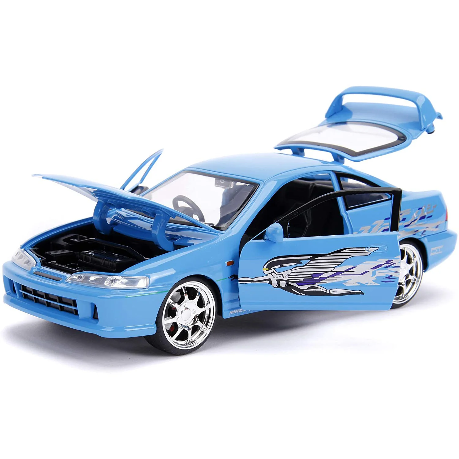 Fast & Furious Mia's 1995 Acura Integra Type-R 1:24 Scale Diecast Model Baby Blue by Jada 30739 - Image 6