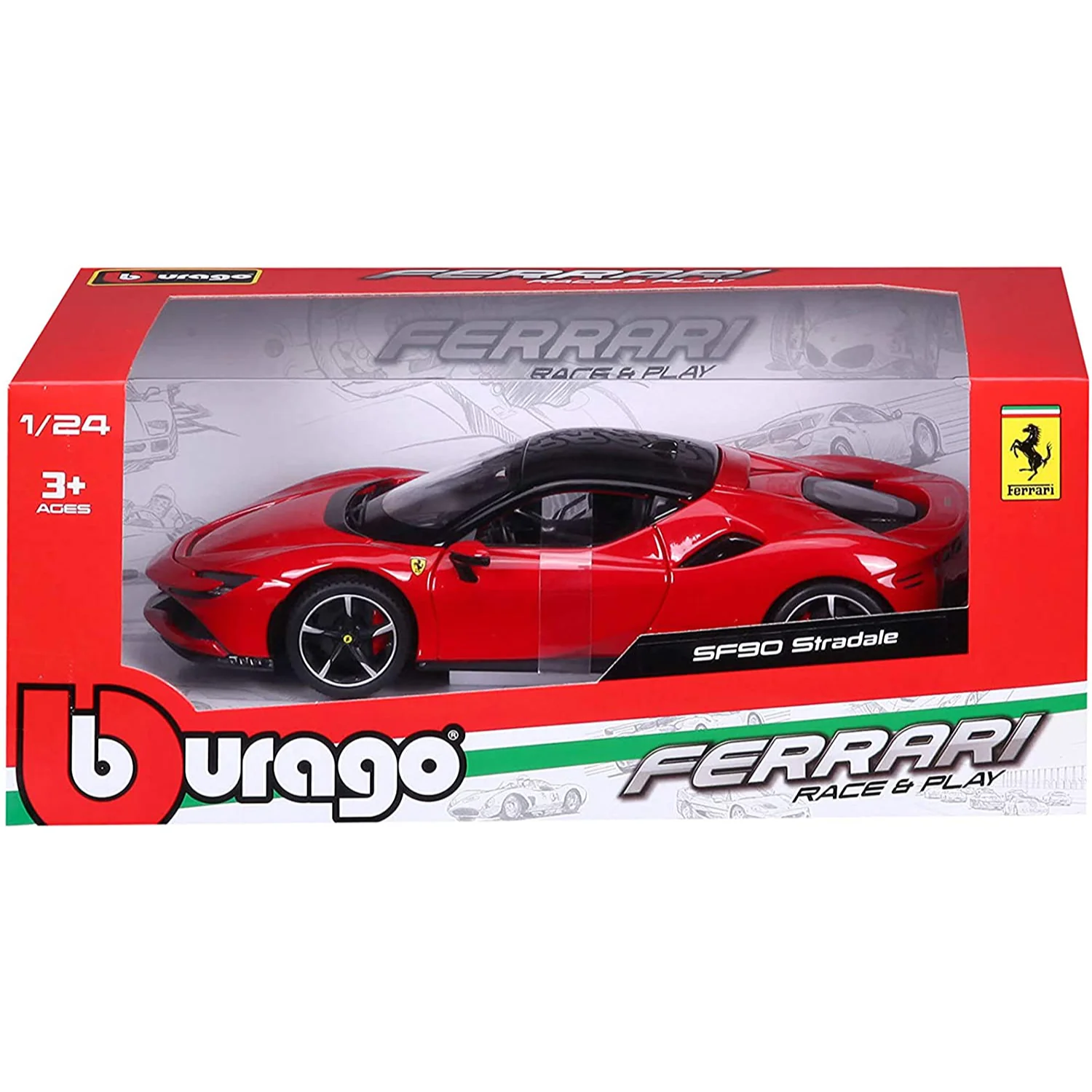 Ferrari Race & Play SF90 Stradale Red 1:24 Scale Diecast Model by Bburago 18-26028RD - Image 7