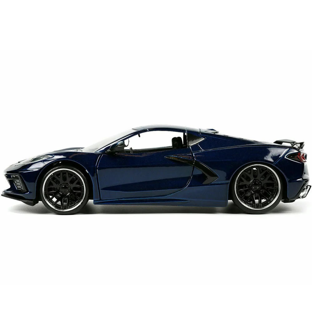 Hyper Spec 2020 Chevrolet Corvette Stingray C8 1:24 Scale Diecast Model Dark Blue by Jada 32949 - Image 3
