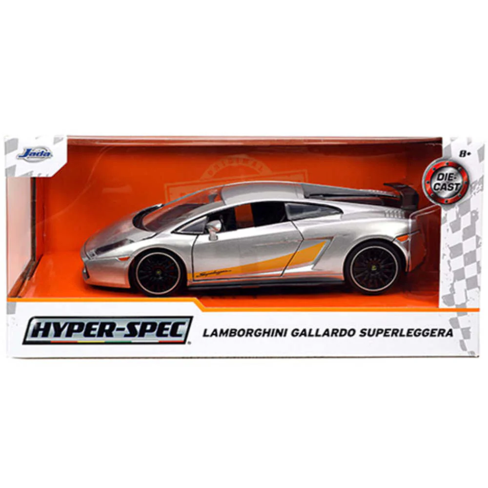 Hyper Spec Lamborghini Gallardo Superleggera 1:24 Scale Diecast Model Silver by Jada 34027 - Image 2