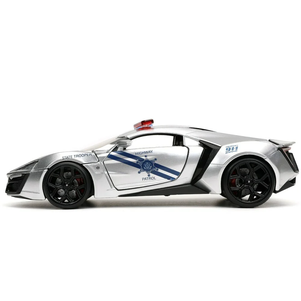 Hyper Spec 2017 Lykan Hypersport Police 1:24 Scale Diecast Model Silver Highway Patrol by Jada 32927 - Image 3
