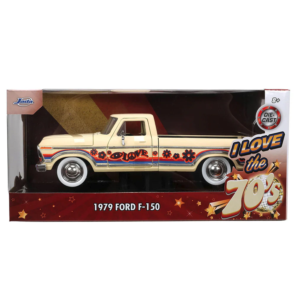 I Love The 70's 1979 Ford F-150 1:24 Scale Diecast Model Beige with Decals by Jada 31609 - Image 6