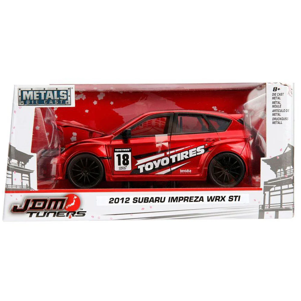 JDM Tuners 2012 Subaru Impreza WRX STI 1:24 Scale Diecast Model Toyo Tires Red by Jada 30389 - Image 4