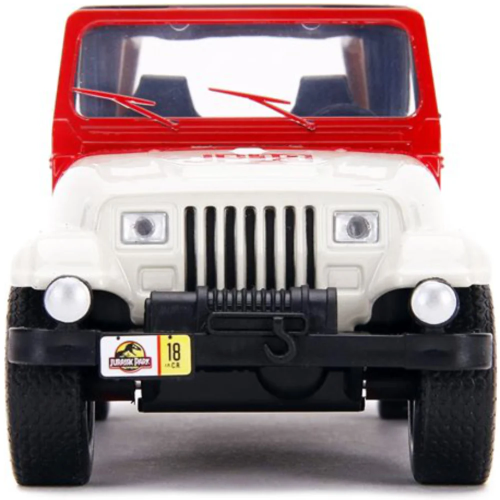 Jurassic World 1992 Jeep Wrangler 1:32 Scale Diecast Model White Red by Jada - Image 3