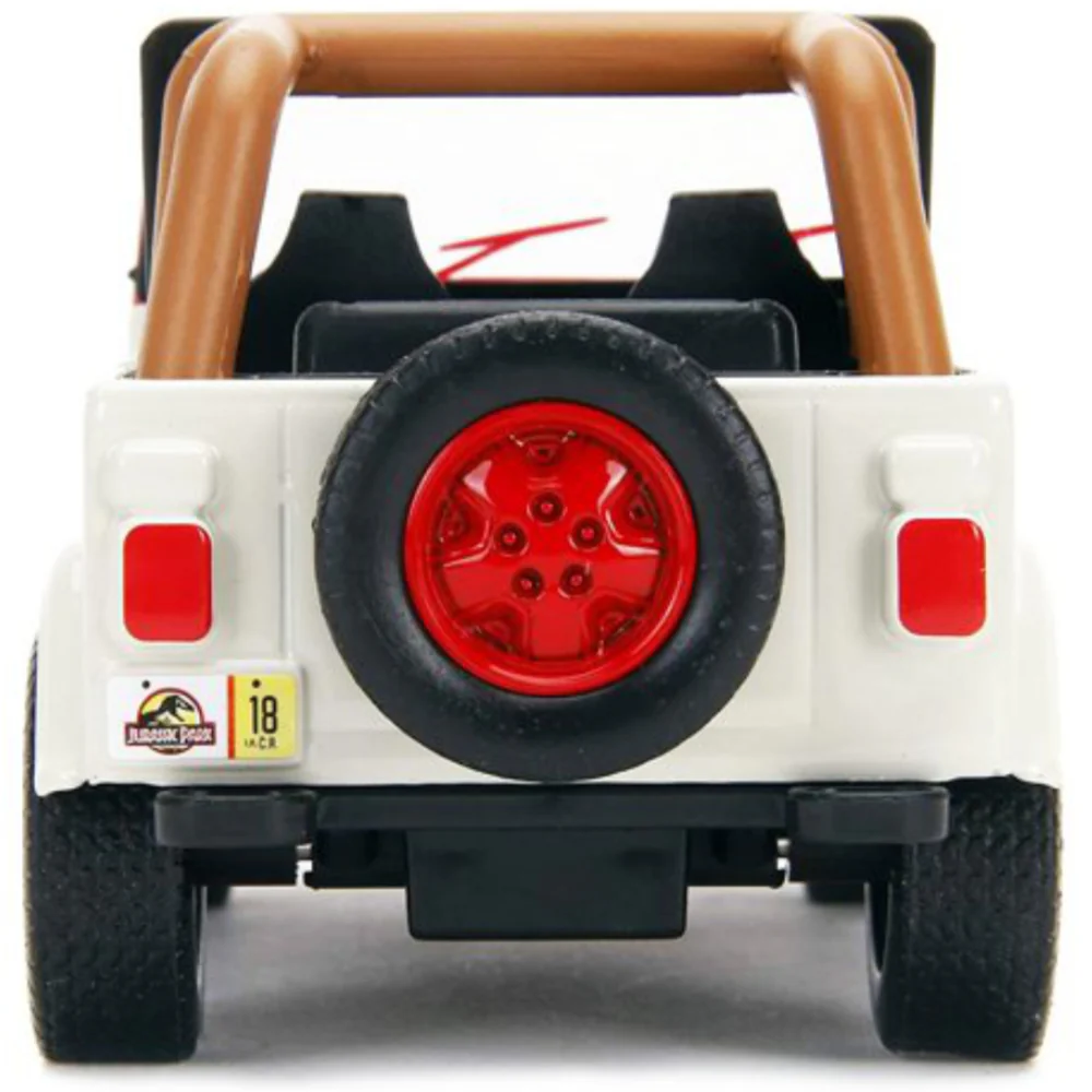 Jurassic World 1992 Jeep Wrangler 1:32 Scale Diecast Model White Red by Jada - Image 4
