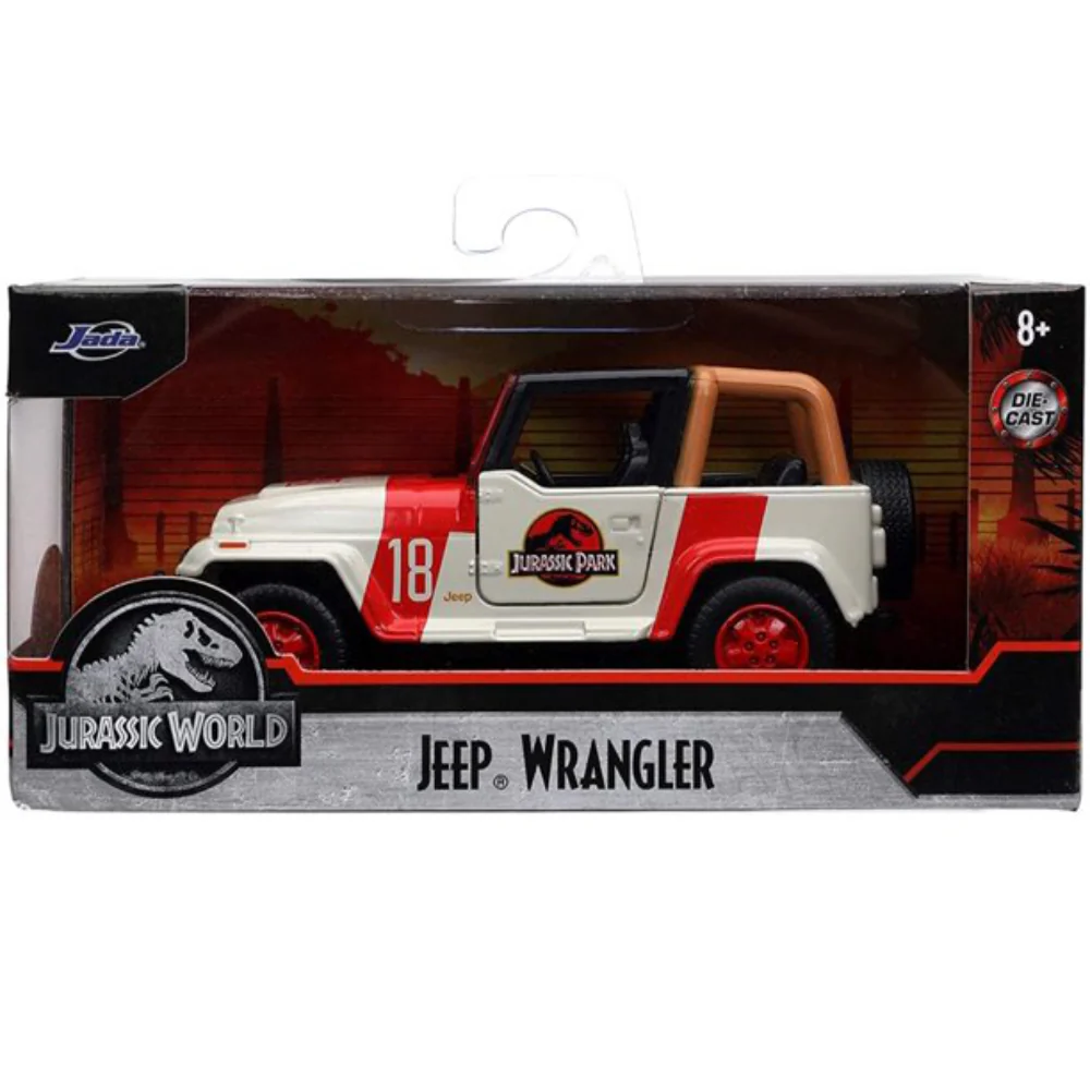 Jurassic World 1992 Jeep Wrangler 1:32 Scale Diecast Model White Red by Jada - Image 5