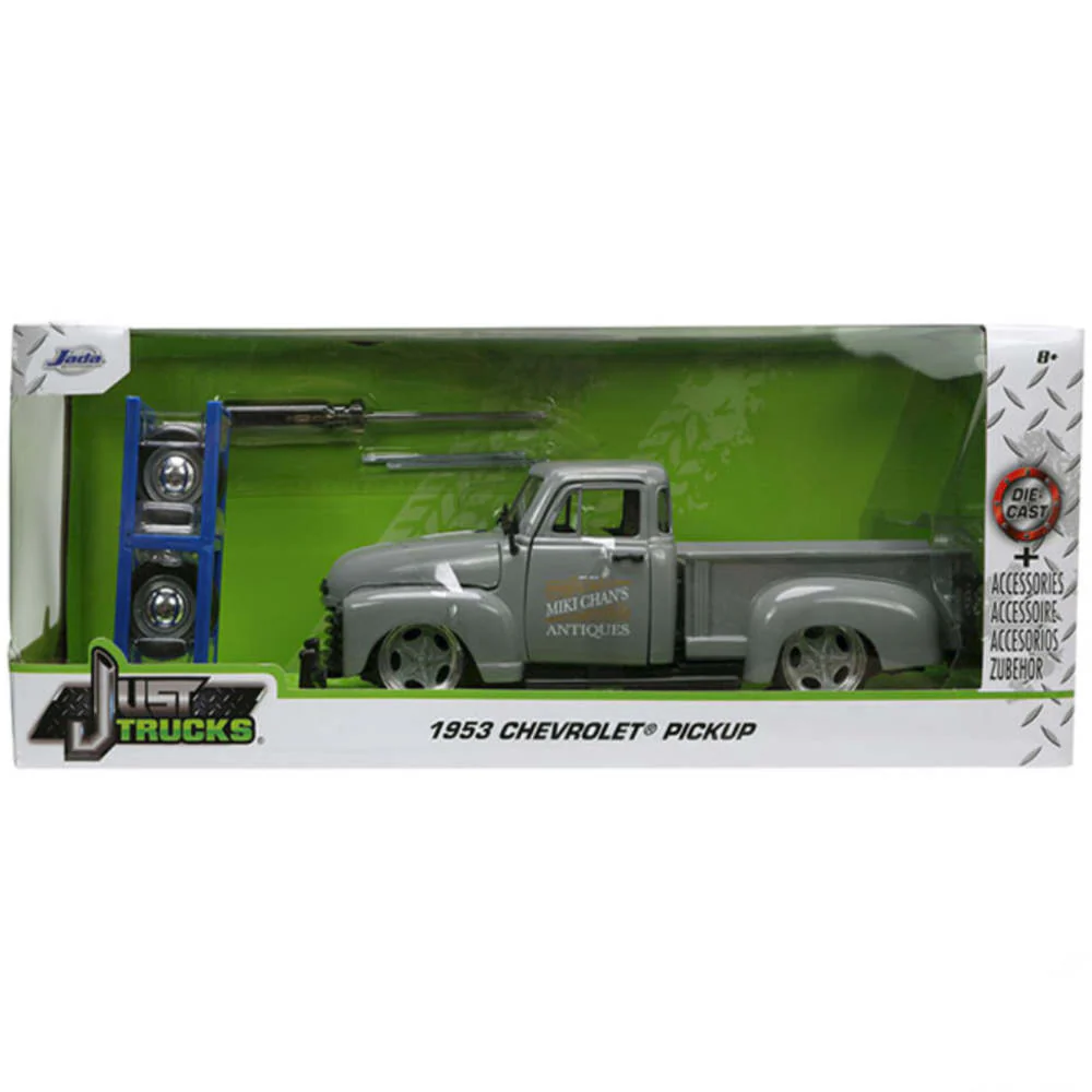 Just Trucks 1953 Chevrolet Pickup Truck With Extra Wheels 1:24 Scale Diecast Model Gray by Jada 34023 - Image 2