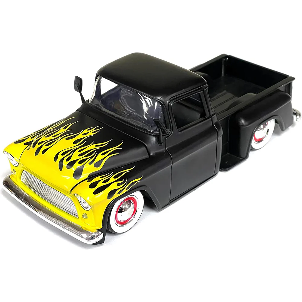 Just Trucks 1955 Chevrolet Stepside Pickup Truck 1:24 Scale Diecast Model Black by Jada 34325 (No Window Box) - Image 3
