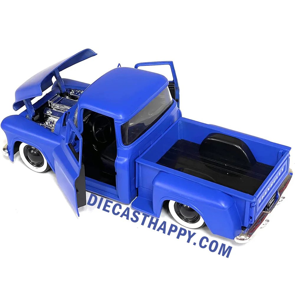 Just Trucks 1955 Chevrolet Stepside Pickup Truck 1:24 Scale Diecast Model Blue by Jada 34325 (No Window Box) - Image 2