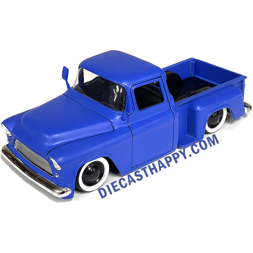Just Trucks 1955 Chevrolet Stepside Pickup Truck 1:24 Scale Diecast Model Blue by Jada 34325 (No Window Box) - Image 3