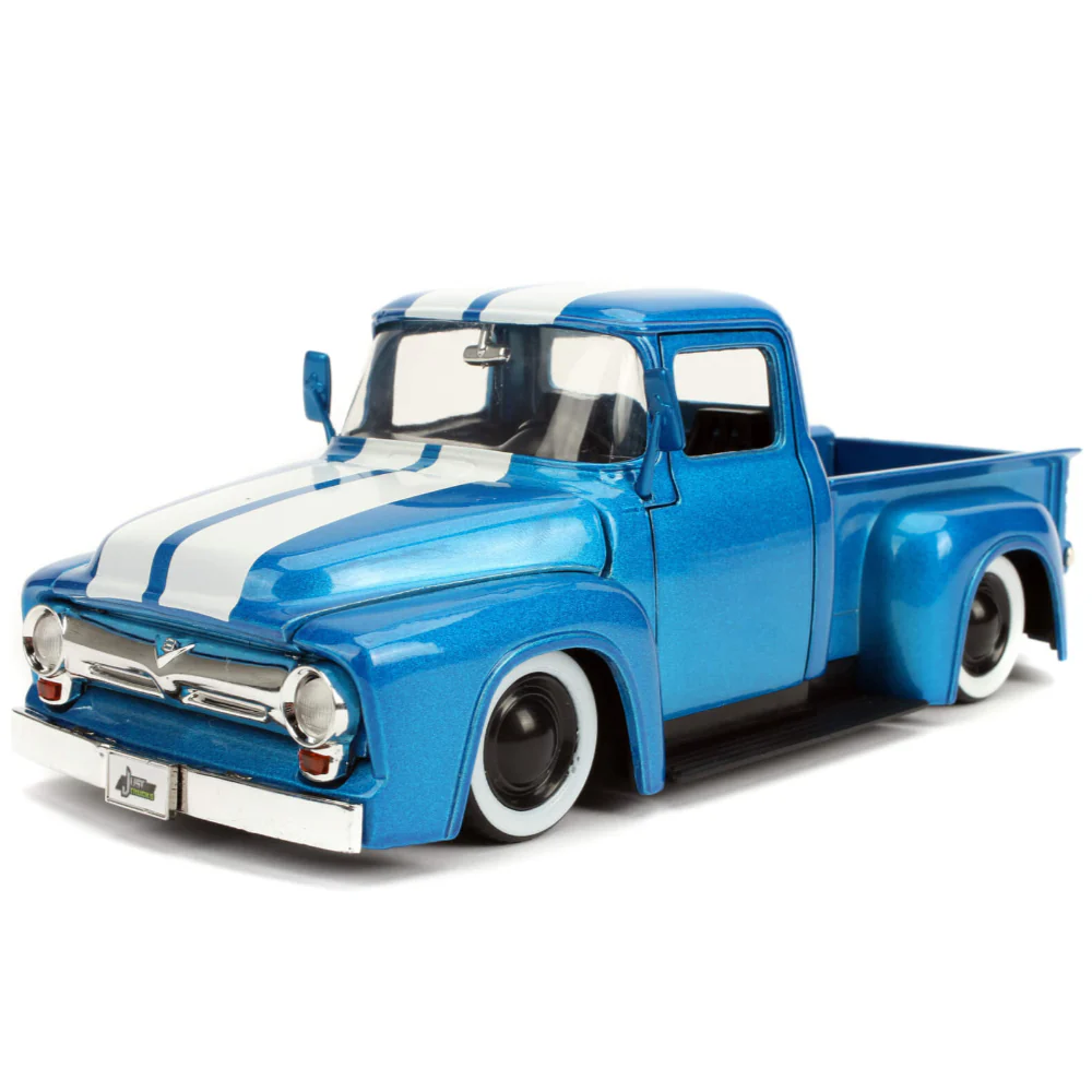 Just Trucks 1956 Ford F-100 Pickup With Extra Wheels 1:24 Scale Diecast Model Blue by Jada 31541 - Image 2