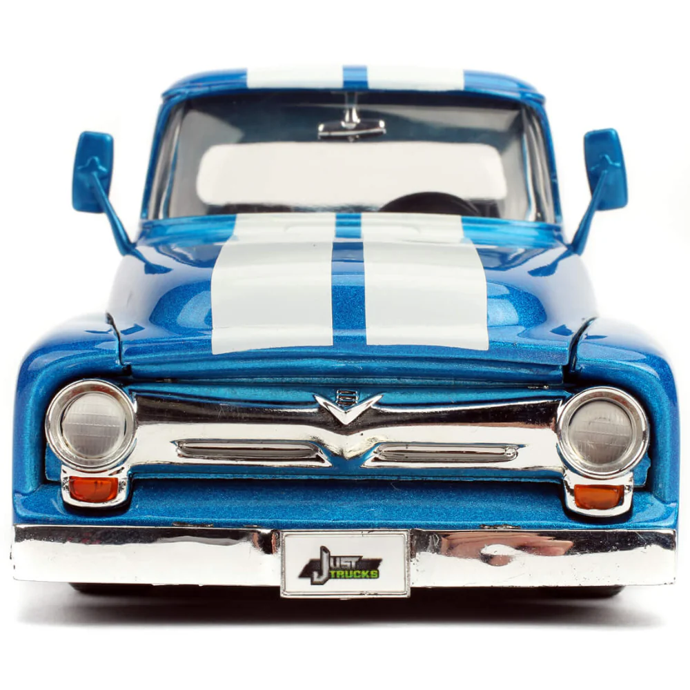 Just Trucks 1956 Ford F-100 Pickup With Extra Wheels 1:24 Scale Diecast Model Blue by Jada 31541 - Image 3
