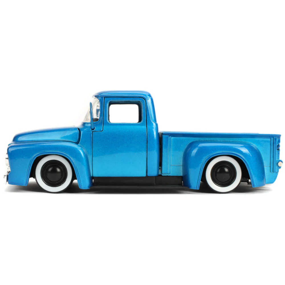 Just Trucks 1956 Ford F-100 Pickup With Extra Wheels 1:24 Scale Diecast Model Blue by Jada 31541 - Image 5