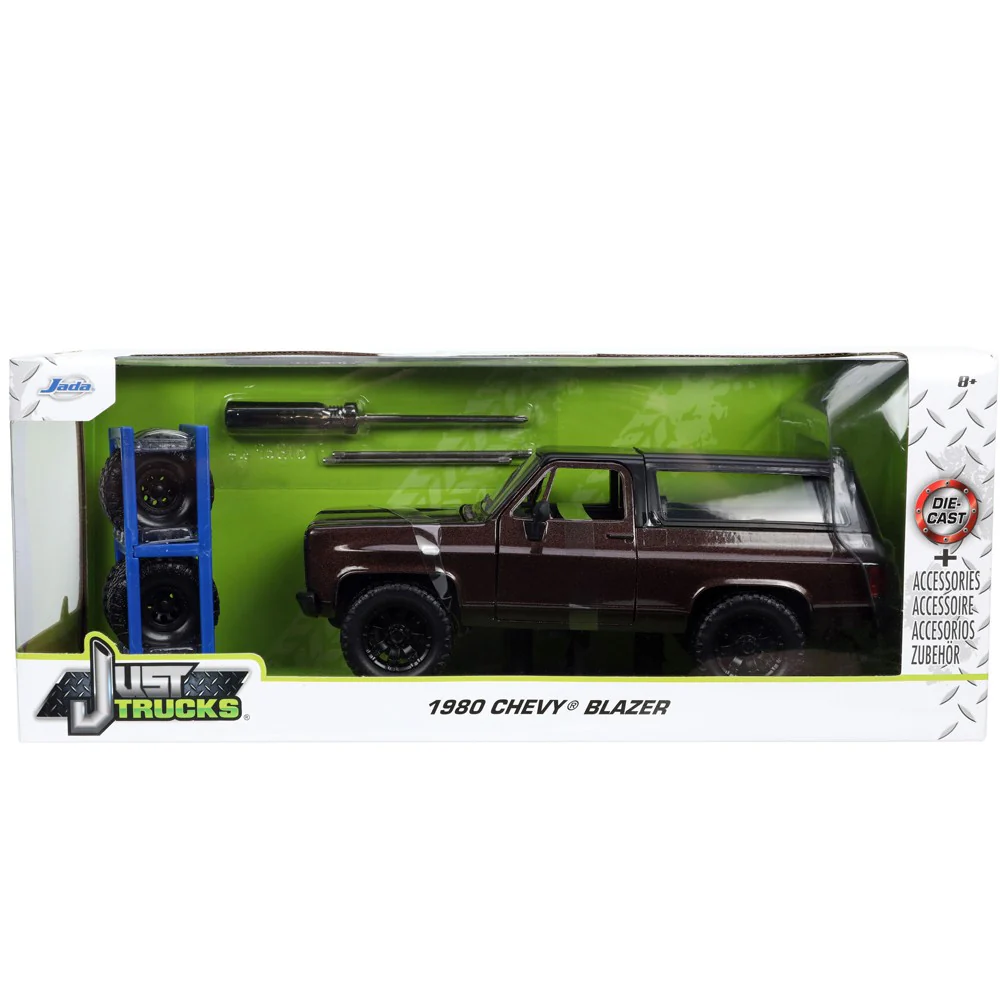 Just Trucks 1980 Chevy Blazer With Extra Wheels 1:24 Scale Diecast Model Brown by Jada 33017 - Image 4