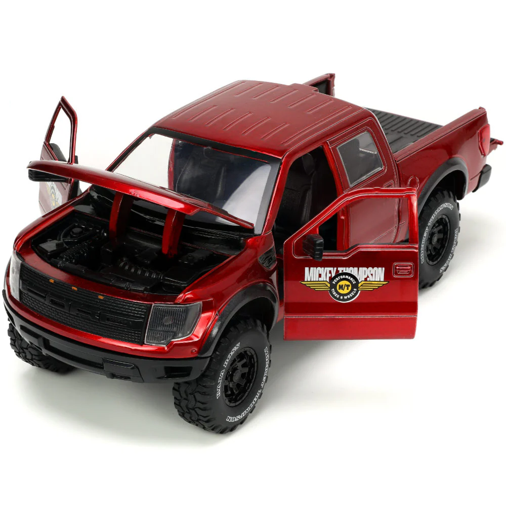 Just Trucks 2011 Ford F-150 SVT Raptor Pickup 1:24 Scale Diecast Model Mickey Thompson Red by Jada 33854 - Image 7