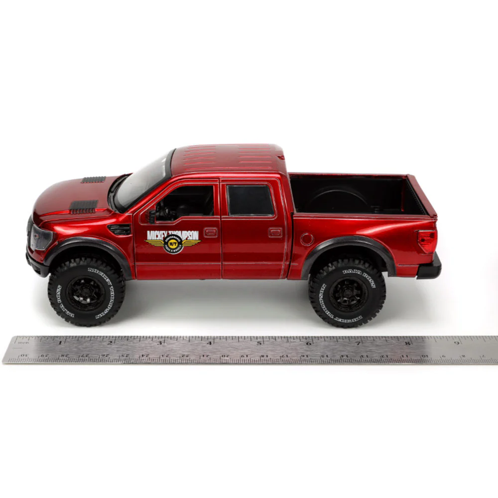 Just Trucks 2011 Ford F-150 SVT Raptor Pickup 1:24 Scale Diecast Model Mickey Thompson Red by Jada 33854 - Image 9