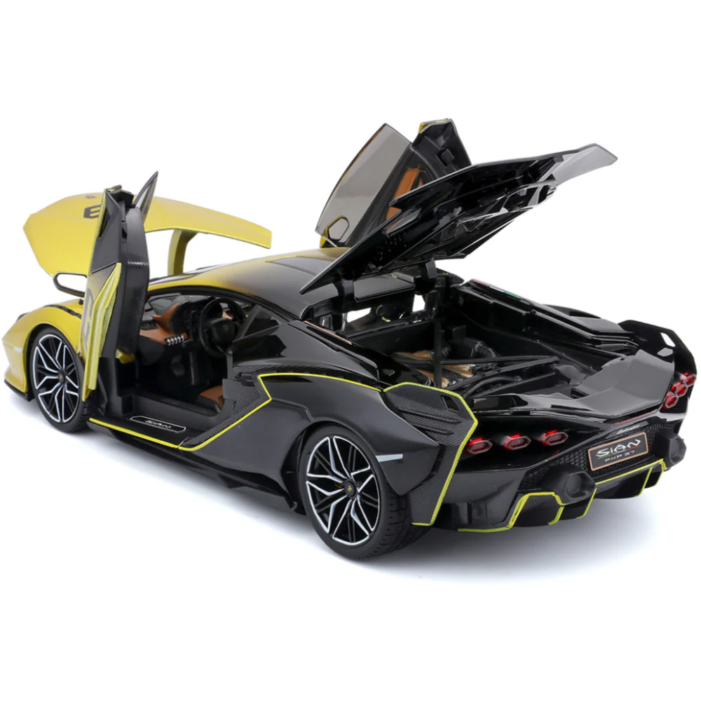 Lamborghini Sián FKP37 Hybrid #63 1:18 Faded Yellow/Black by Bburago 18-11100-YLBK - Image 3
