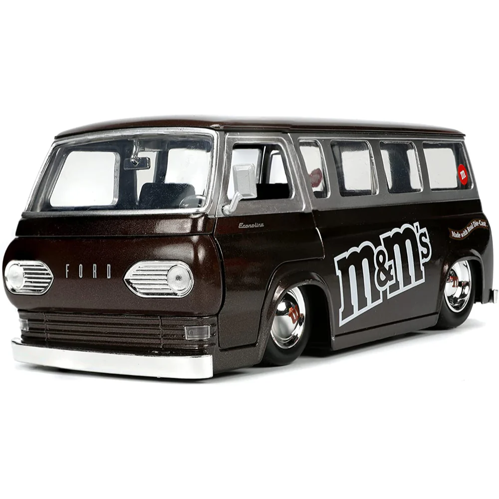 M&M's 1965 Ford Econoline 1:24 Scale Diecast Model Brown with Red Figure by Jada 32027 - Image 2