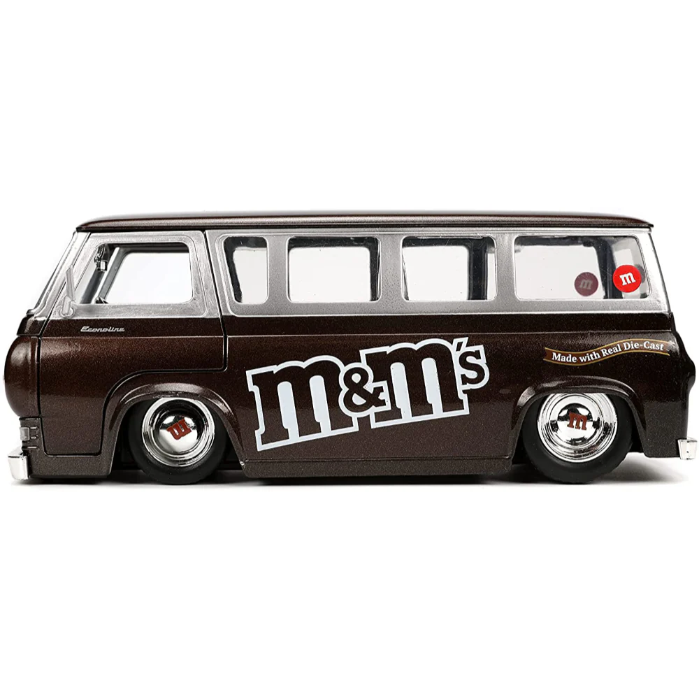 M&M's 1965 Ford Econoline 1:24 Scale Diecast Model Brown with Red Figure by Jada 32027 - Image 3