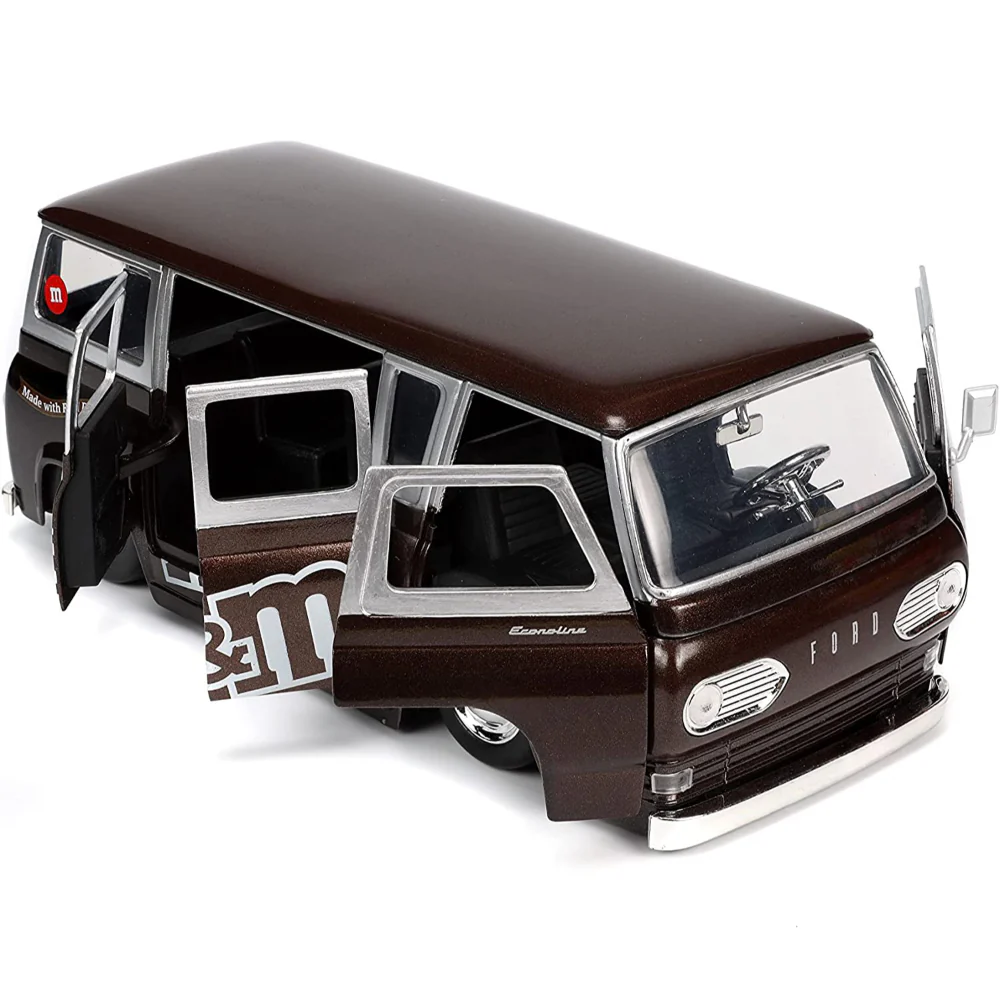 M&M's 1965 Ford Econoline 1:24 Scale Diecast Model Brown with Red Figure by Jada 32027 - Image 6