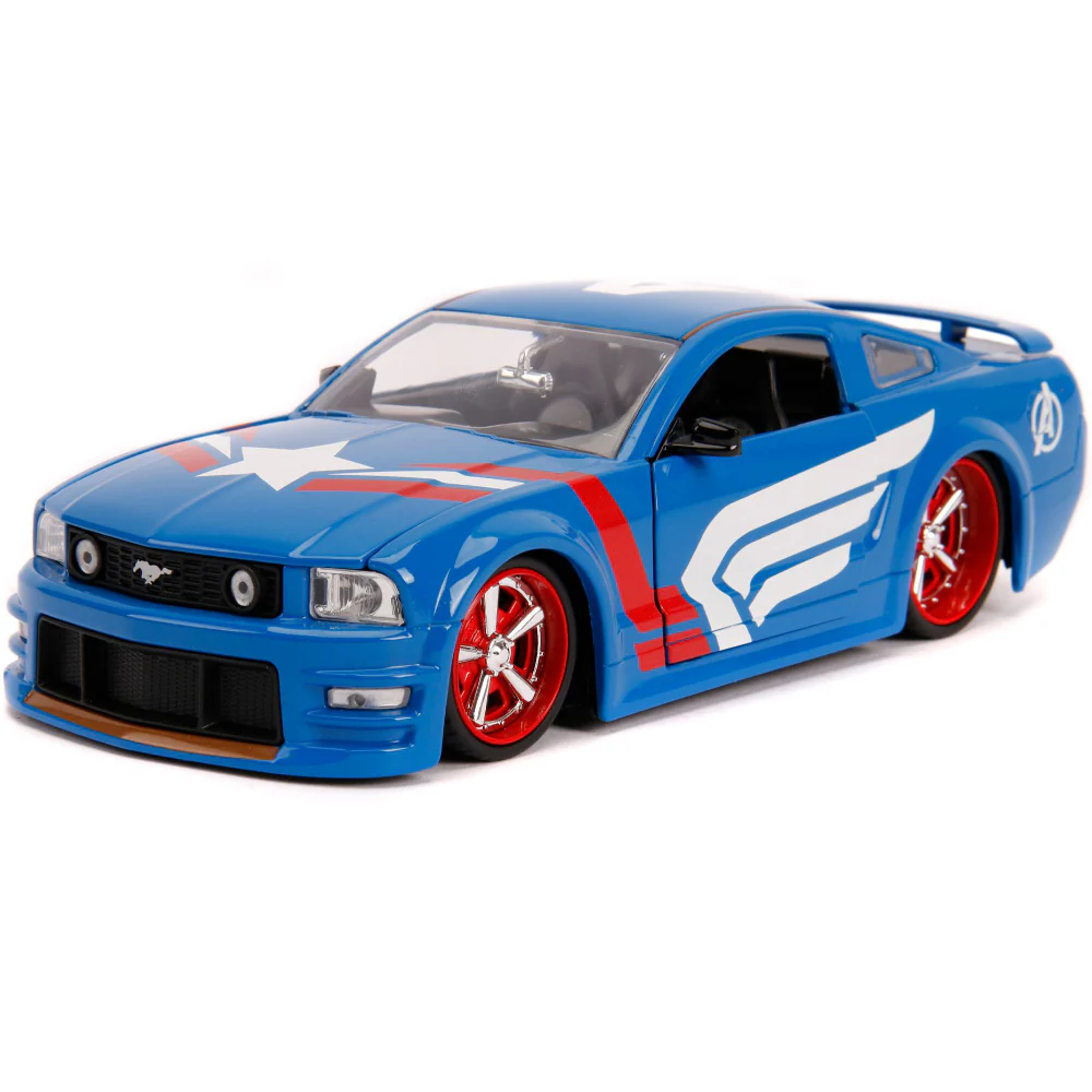 Marvel Avengers 2006 Ford Mustang GT 1:24 Scale Diecast Model with Captain America by Jada 31187 - Image 3
